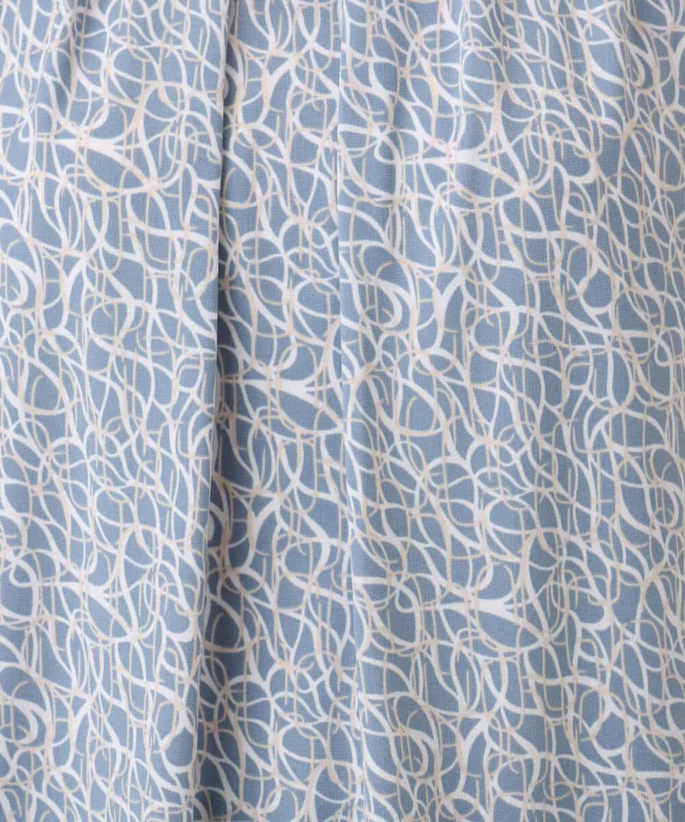 FIBFD40060 OFUON le MK(オフオン　ル　エムケー) カリグラフィープリント フレアー袖ジャージブラウス/洗える/WEB限定サイズあり ネイビー