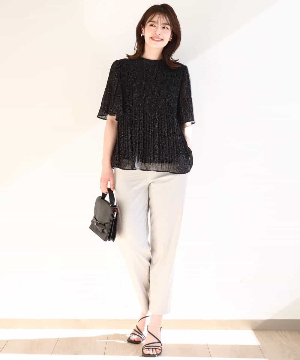 ドット柄シフォンプリーツブラウス/WEB限定サイズあり(ブラウス