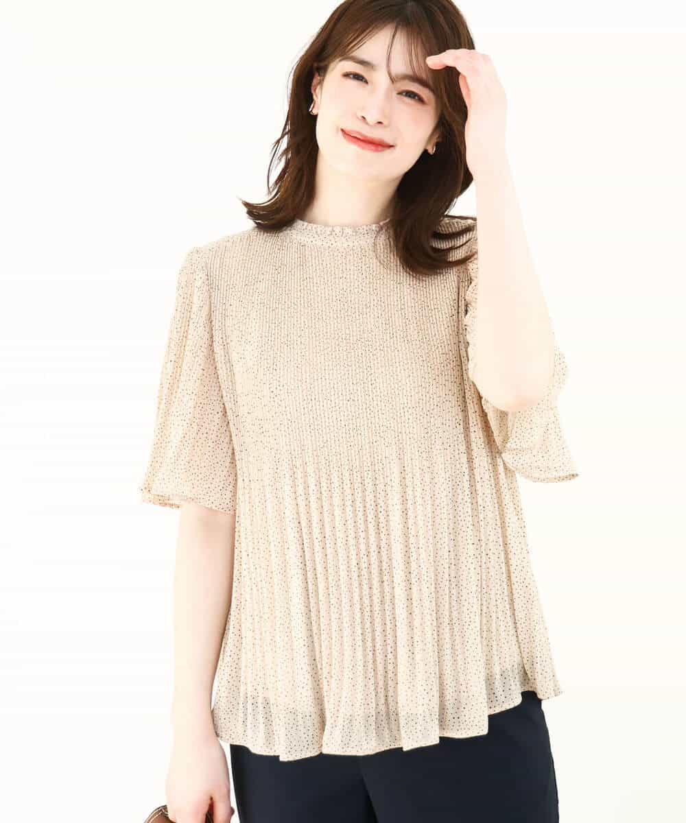ドット柄シフォンプリーツブラウス/WEB限定サイズあり(ブラウス