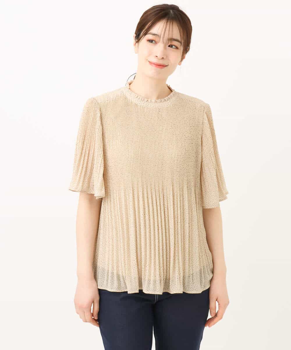 ドット柄シフォンプリーツブラウス/WEB限定サイズあり(ブラウス