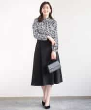 FIBGD13080 OFUON le MK(オフオン　ル　エムケー) レトロフラワープリント フリルネックブラウス/洗える/WEB限定サイズあり ベージュ