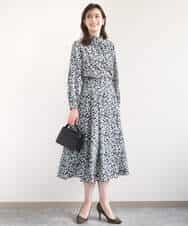 FIBGD13080 OFUON le MK(オフオン　ル　エムケー) レトロフラワープリント フリルネックブラウス/洗える/WEB限定サイズあり ベージュ