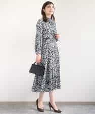 FIBGD13080 OFUON le MK(オフオン　ル　エムケー) レトロフラワープリント フリルネックブラウス/洗える/WEB限定サイズあり ベージュ