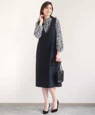 FIBGD13080 OFUON le MK(オフオン　ル　エムケー) レトロフラワープリント フリルネックブラウス/洗える/WEB限定サイズあり ベージュ