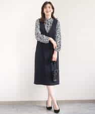 FIBGD13080 OFUON le MK(オフオン　ル　エムケー) レトロフラワープリント フリルネックブラウス/洗える/WEB限定サイズあり ベージュ