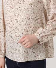 FIBGD13080 OFUON le MK(オフオン　ル　エムケー) レトロフラワープリント フリルネックブラウス/洗える/WEB限定サイズあり ベージュ