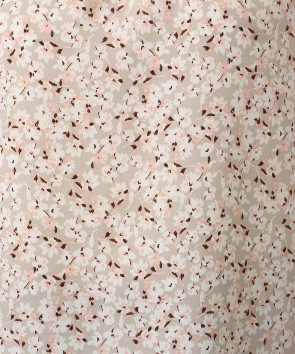 FIBGD13080 OFUON le MK(オフオン　ル　エムケー) レトロフラワープリント フリルネックブラウス/洗える/WEB限定サイズあり ベージュ