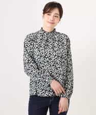 FIBGD13080 OFUON le MK(オフオン　ル　エムケー) レトロフラワープリント フリルネックブラウス/洗える/WEB限定サイズあり ベージュ