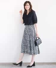 FIBGD16080 OFUON le MK(オフオン　ル　エムケー) ジョーゼットVネックフリルブラウス/洗える/WEB限定サイズあり グレイッシュブルー