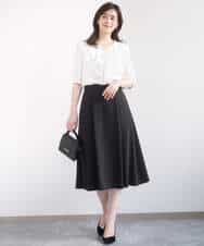 FIBGD16080 OFUON le MK(オフオン　ル　エムケー) ジョーゼットVネックフリルブラウス/洗える/WEB限定サイズあり グレイッシュブルー