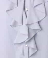 FIBGD16080 OFUON le MK(オフオン　ル　エムケー) ジョーゼットVネックフリルブラウス/洗える/WEB限定サイズあり グレイッシュブルー