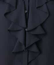 FIBGD16080 OFUON le MK(オフオン　ル　エムケー) ジョーゼットVネックフリルブラウス/洗える/WEB限定サイズあり グレイッシュブルー