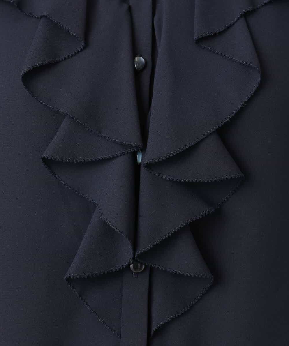 FIBGD16080 OFUON le MK(オフオン　ル　エムケー) ジョーゼットVネックフリルブラウス/洗える/WEB限定サイズあり グレイッシュブルー