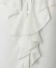 FIBGD16080 OFUON le MK(オフオン　ル　エムケー) ジョーゼットVネックフリルブラウス/洗える/WEB限定サイズあり グレイッシュブルー