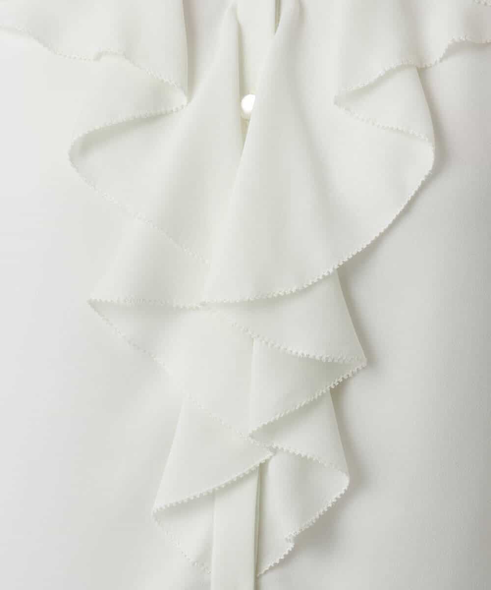 FIBGD16080 OFUON le MK(オフオン　ル　エムケー) ジョーゼットVネックフリルブラウス/洗える/WEB限定サイズあり グレイッシュブルー