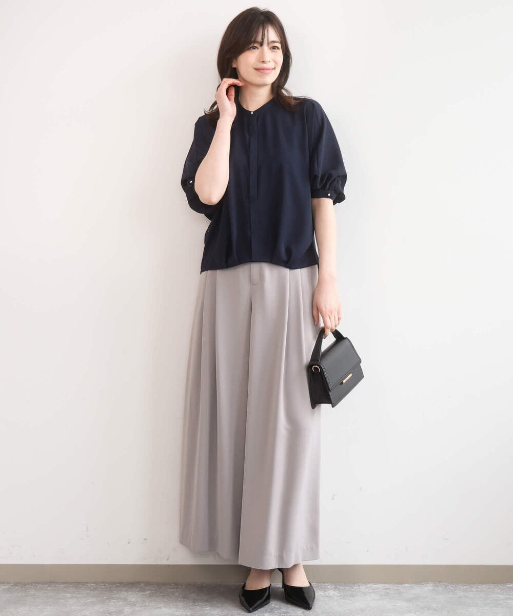 FIBGD17070 OFUON le MK(オフオン　ル　エムケー) ドルマンスリーブジョーゼットブラウス/UVカット/接触冷感/洗濯機で洗える/WEB限定サイズあり ブルーグリーン