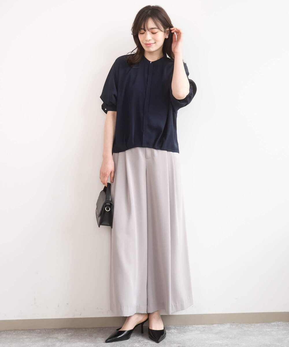 FIBGD17070 OFUON le MK(オフオン　ル　エムケー) ドルマンスリーブジョーゼットブラウス/UVカット/接触冷感/洗濯機で洗える/WEB限定サイズあり ブルーグリーン