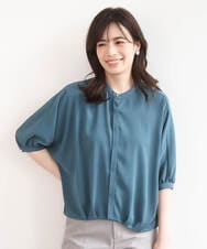 FIBGD17070 OFUON le MK(オフオン　ル　エムケー) ドルマンスリーブジョーゼットブラウス/UVカット/接触冷感/洗濯機で洗える/WEB限定サイズあり ブルーグリーン