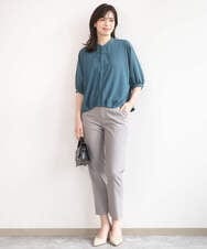 FIBGD17070 OFUON le MK(オフオン　ル　エムケー) ドルマンスリーブジョーゼットブラウス/UVカット/接触冷感/洗濯機で洗える/WEB限定サイズあり ブルーグリーン