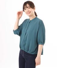 FIBGD17070 OFUON le MK(オフオン　ル　エムケー) ドルマンスリーブジョーゼットブラウス/UVカット/接触冷感/洗濯機で洗える/WEB限定サイズあり ブルーグリーン