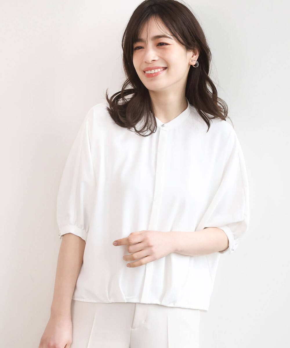 FIBGD17070 OFUON le MK(オフオン　ル　エムケー) ドルマンスリーブジョーゼットブラウス/UVカット/接触冷感/洗濯機で洗える/WEB限定サイズあり ブルーグリーン