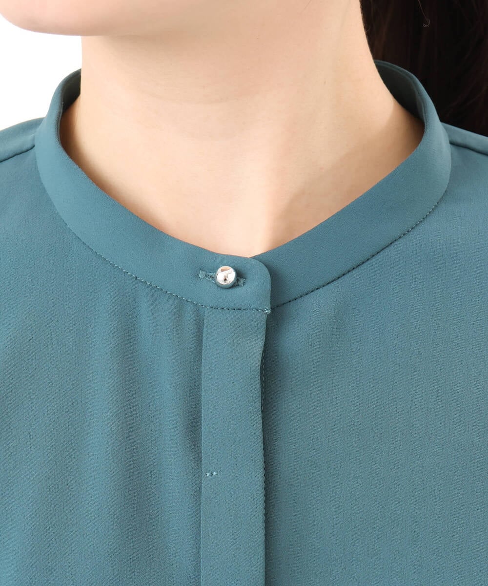 FIBGD17070 OFUON le MK(オフオン　ル　エムケー) ドルマンスリーブジョーゼットブラウス/UVカット/接触冷感/洗濯機で洗える/WEB限定サイズあり ブルーグリーン