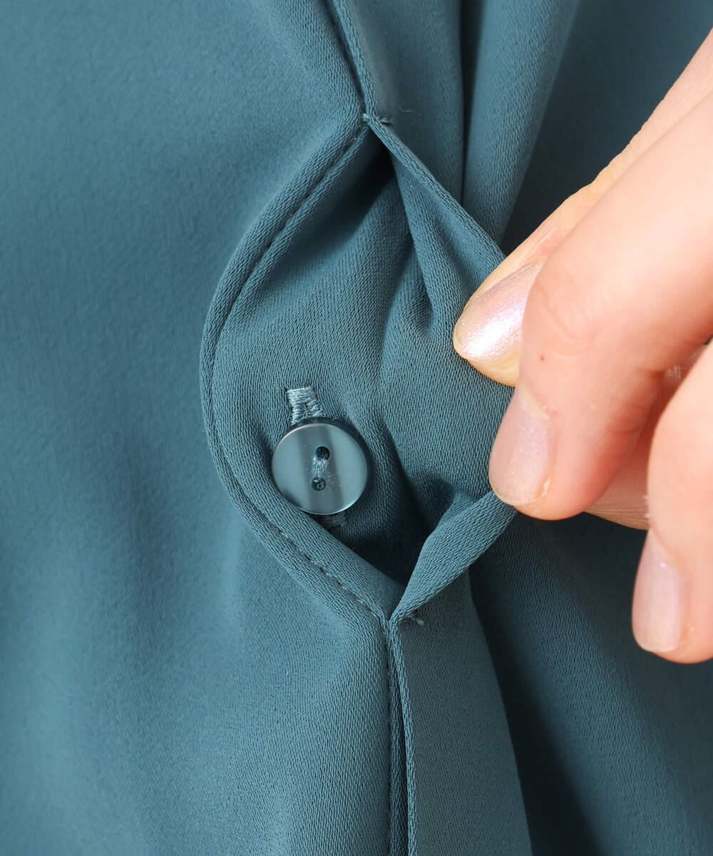 FIBGD17070 OFUON le MK(オフオン　ル　エムケー) ドルマンスリーブジョーゼットブラウス/UVカット/接触冷感/洗濯機で洗える/WEB限定サイズあり ブルーグリーン