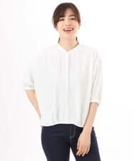 FIBGD17070 OFUON le MK(オフオン　ル　エムケー) ドルマンスリーブジョーゼットブラウス/UVカット/接触冷感/洗濯機で洗える/WEB限定サイズあり ブルーグリーン