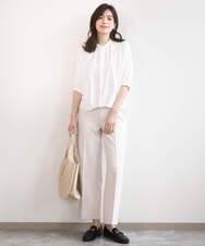 FIBGD17070 OFUON le MK(オフオン　ル　エムケー) ドルマンスリーブジョーゼットブラウス/UVカット/接触冷感/洗濯機で洗える/WEB限定サイズあり ブルーグリーン