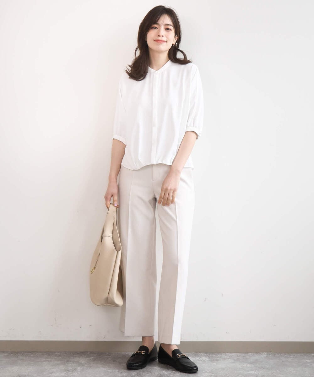 FIBGD17070 OFUON le MK(オフオン　ル　エムケー) ドルマンスリーブジョーゼットブラウス/UVカット/接触冷感/洗濯機で洗える/WEB限定サイズあり ブルーグリーン