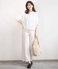 FIBGD17070 OFUON le MK(オフオン　ル　エムケー) ドルマンスリーブジョーゼットブラウス/UVカット/接触冷感/洗濯機で洗える/WEB限定サイズあり ブルーグリーン