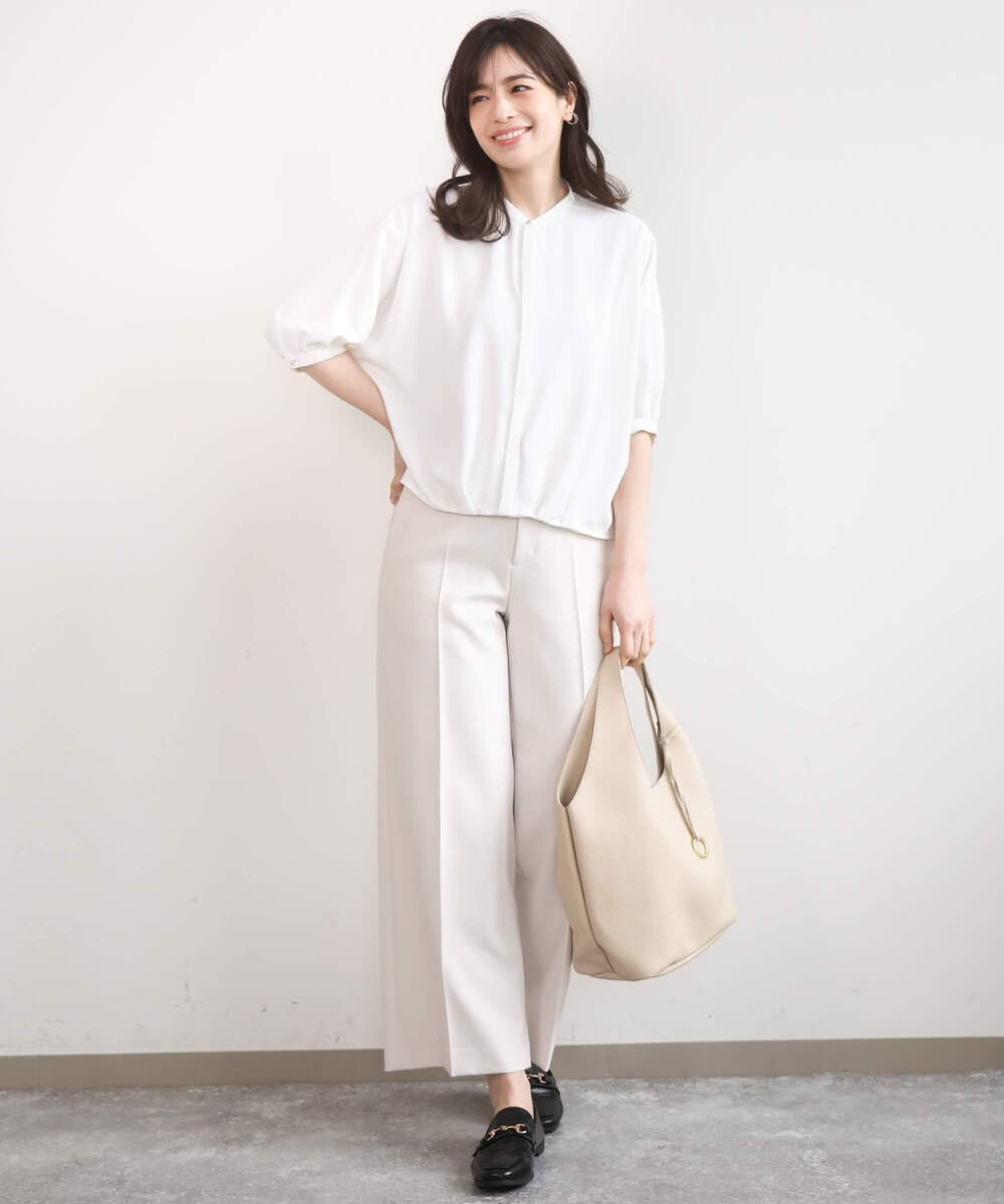 FIBGD17070 OFUON le MK(オフオン　ル　エムケー) ドルマンスリーブジョーゼットブラウス/UVカット/接触冷感/洗濯機で洗える/WEB限定サイズあり ブルーグリーン