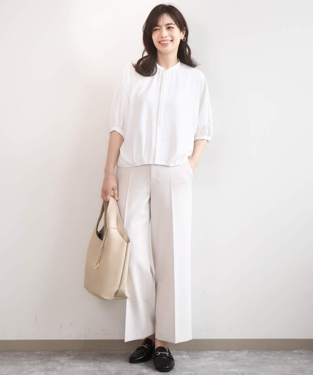 FIBGD17070 OFUON le MK(オフオン　ル　エムケー) ドルマンスリーブジョーゼットブラウス/UVカット/接触冷感/洗濯機で洗える/WEB限定サイズあり ブルーグリーン