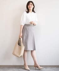 FIBGD17070 OFUON le MK(オフオン　ル　エムケー) ドルマンスリーブジョーゼットブラウス/UVカット/接触冷感/洗濯機で洗える/WEB限定サイズあり ブルーグリーン