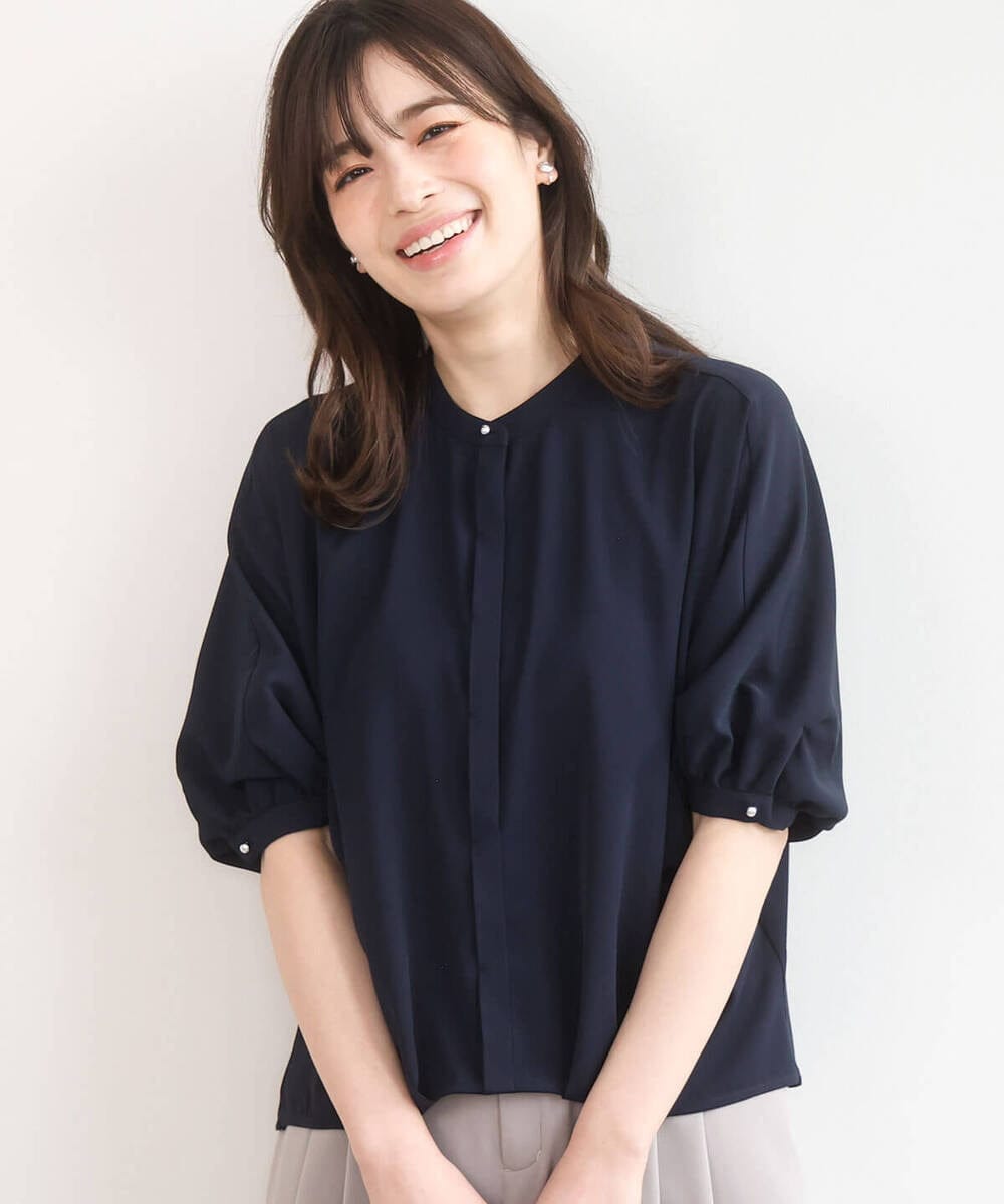 FIBGD17070 OFUON le MK(オフオン　ル　エムケー) ドルマンスリーブジョーゼットブラウス/UVカット/接触冷感/洗濯機で洗える/WEB限定サイズあり ブルーグリーン