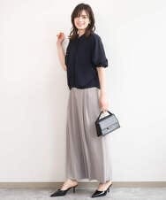 FIBGD17070 OFUON le MK(オフオン　ル　エムケー) ドルマンスリーブジョーゼットブラウス/UVカット/接触冷感/洗濯機で洗える/WEB限定サイズあり ブルーグリーン