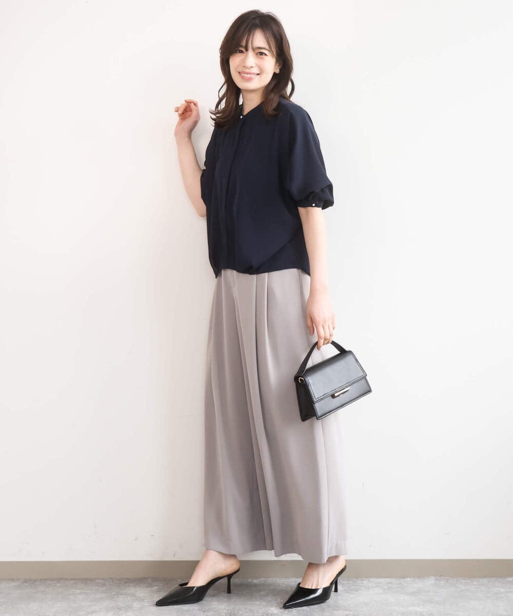 FIBGD17070 OFUON le MK(オフオン　ル　エムケー) ドルマンスリーブジョーゼットブラウス/UVカット/接触冷感/洗濯機で洗える/WEB限定サイズあり ブルーグリーン