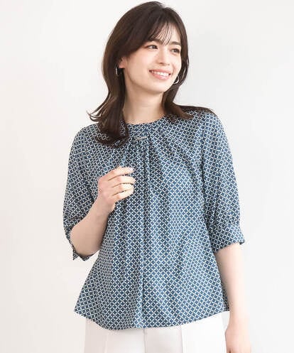 FIBGD19070  2WAYチャーム付き格子柄ブラウス/洗濯機で洗える/WEB限定サイズあり/セットアップ可