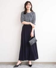 FIBGD19070 OFUON le MK(オフオン　ル　エムケー) 2WAYチャーム付き格子柄ブラウス/洗濯機で洗える/WEB限定サイズあり/セットアップ可 ブルーグリーン