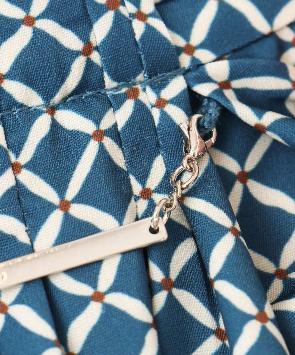 FIBGD19070 OFUON le MK(オフオン　ル　エムケー) 2WAYチャーム付き格子柄ブラウス/洗濯機で洗える/WEB限定サイズあり/セットアップ可 ブルーグリーン