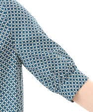 FIBGD19070 OFUON le MK(オフオン　ル　エムケー) 2WAYチャーム付き格子柄ブラウス/洗濯機で洗える/WEB限定サイズあり/セットアップ可 ブルーグリーン