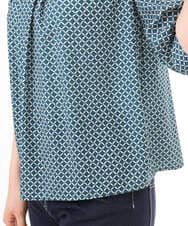 FIBGD19070 OFUON le MK(オフオン　ル　エムケー) 2WAYチャーム付き格子柄ブラウス/洗濯機で洗える/WEB限定サイズあり/セットアップ可 ブルーグリーン