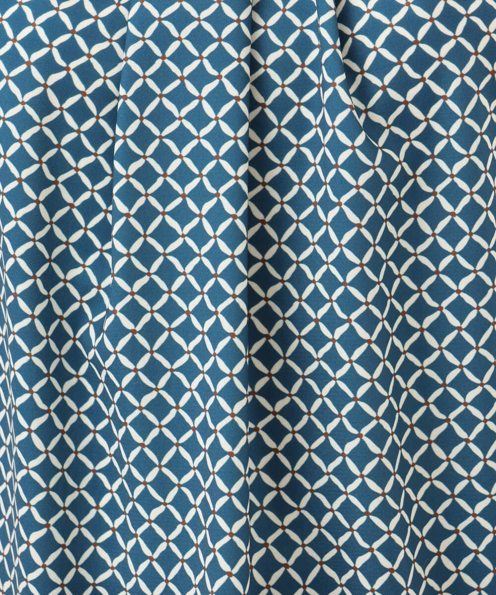 FIBGD19070 OFUON le MK(オフオン　ル　エムケー) 2WAYチャーム付き格子柄ブラウス/洗濯機で洗える/WEB限定サイズあり/セットアップ可 ブルーグリーン