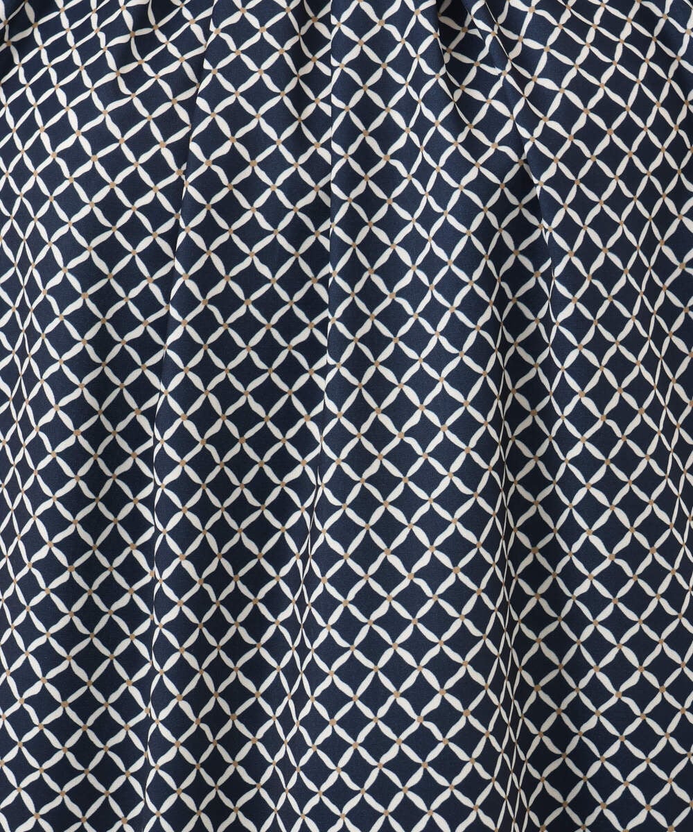 FIBGD19070 OFUON le MK(オフオン　ル　エムケー) 2WAYチャーム付き格子柄ブラウス/洗濯機で洗える/WEB限定サイズあり/セットアップ可 ブルーグリーン