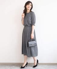 FIBGD19070 OFUON le MK(オフオン　ル　エムケー) 2WAYチャーム付き格子柄ブラウス/洗濯機で洗える/WEB限定サイズあり/セットアップ可 ブルーグリーン