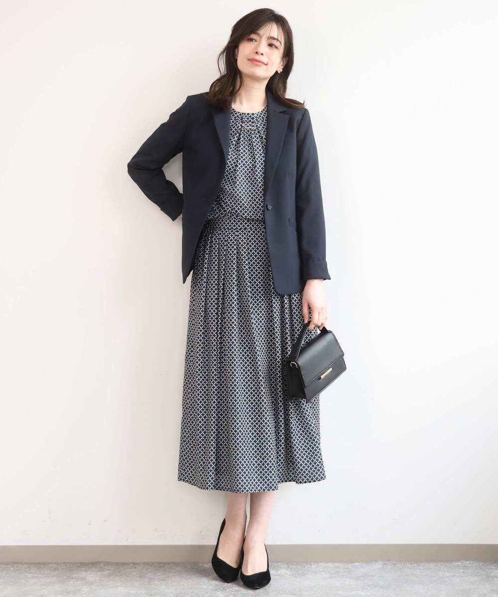 FIBGD19070 OFUON le MK(オフオン　ル　エムケー) 2WAYチャーム付き格子柄ブラウス/洗濯機で洗える/WEB限定サイズあり/セットアップ可 ブルーグリーン