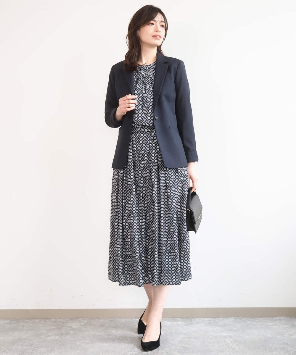 FIBGD19070 OFUON le MK(オフオン　ル　エムケー) 2WAYチャーム付き格子柄ブラウス/洗濯機で洗える/WEB限定サイズあり/セットアップ可 ブルーグリーン