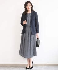 FIBGD19070 OFUON le MK(オフオン　ル　エムケー) 2WAYチャーム付き格子柄ブラウス/洗濯機で洗える/WEB限定サイズあり/セットアップ可 ブルーグリーン