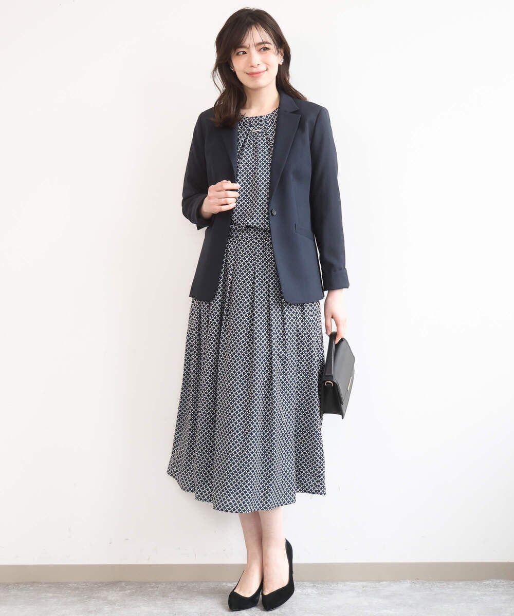 FIBGD19070 OFUON le MK(オフオン　ル　エムケー) 2WAYチャーム付き格子柄ブラウス/洗濯機で洗える/WEB限定サイズあり/セットアップ可 ブルーグリーン