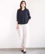 FIBGD21070 OFUON le MK(オフオン　ル　エムケー) サテンジョーゼットVネックブラウス/接触冷感/UVカット/洗える/WEB限定サイズあり ピンク